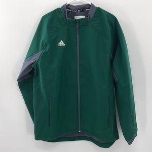 Adidas green/grey  long sleeve Climaproof full zip jacket Men’s size Large